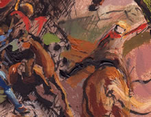 Tom Mallon: Battle Study - Acrylic Wash and Pen on Paper, Horses