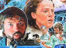 Tom Mallon's Cover Art Portfolio Piece of the Movie: Alien, Acrylic on Illustration Board, Detail of Skerritt with Weaver