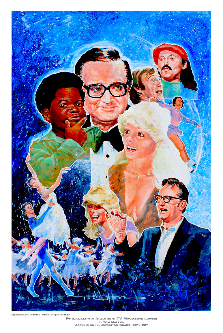 Tom Mallon: Steve Allen "The Big Show" Phila Inquirer TV Magazine Cover, Acrylic on Illustration Board