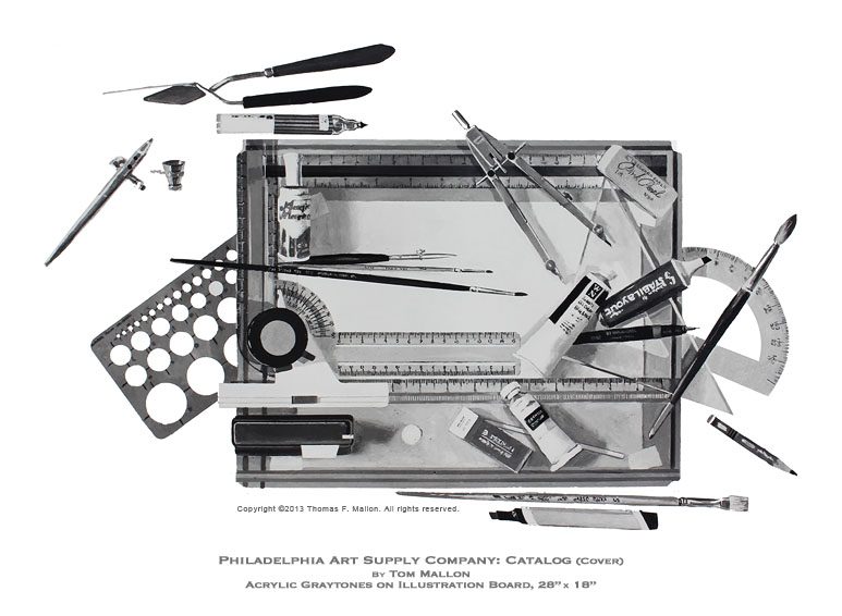 Tom Mallon: Philadelphia Art Supply Company Catalog Cover, Monochrome Acrylic